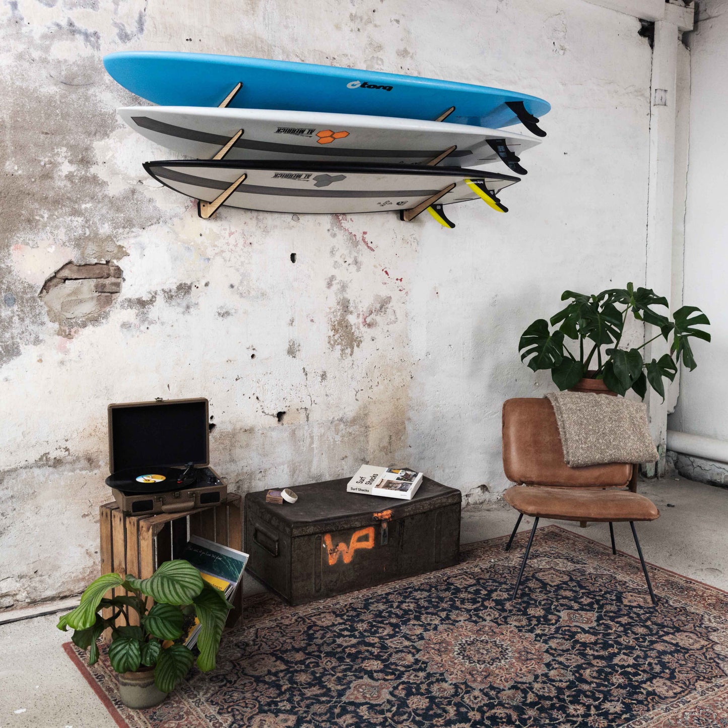 SHCK RACK The Stacker horizontal multi 3 surfboard rack with boards