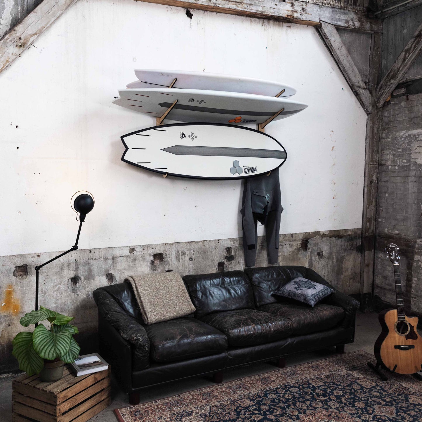 SHCK RACK additional hooks modular system surfboard rack with display board