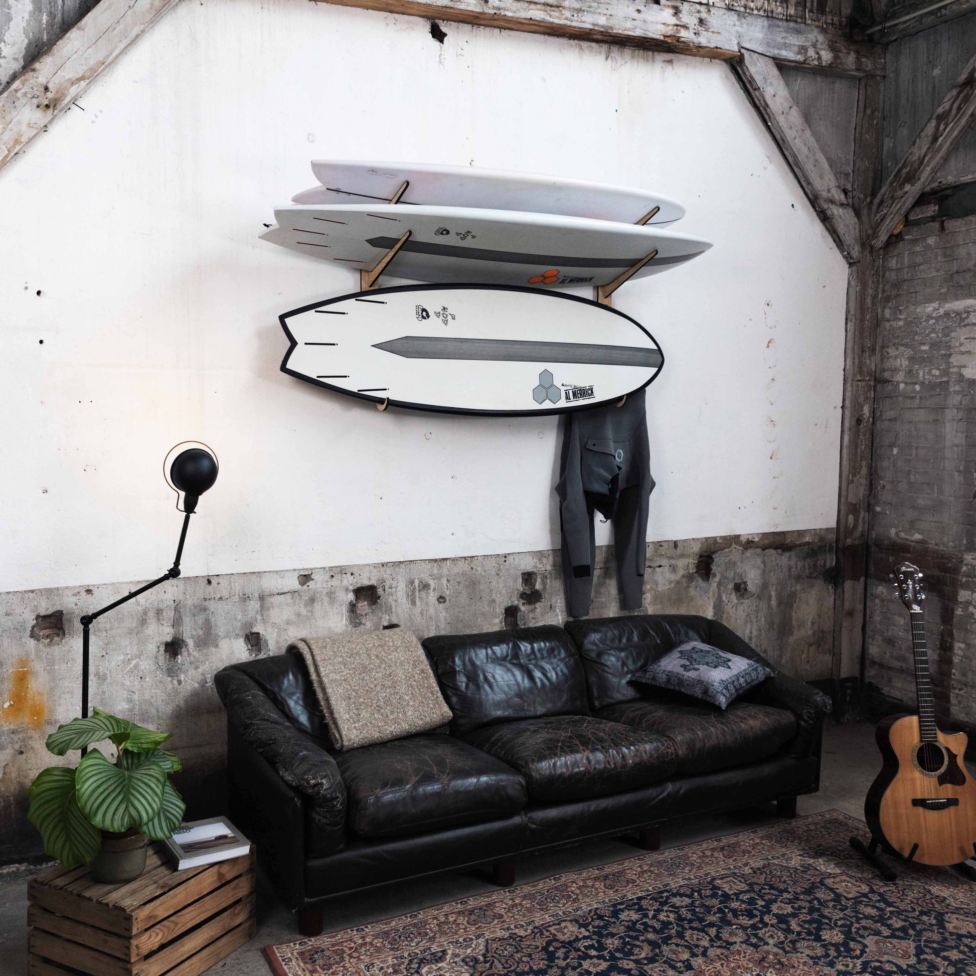 SHCK RACK additional hooks modular system surfboard rack with display board