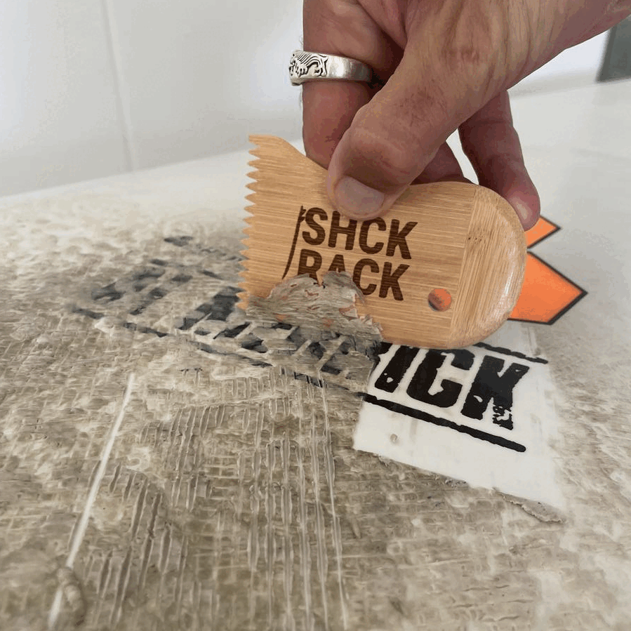 SHCK RACK The Comb surfboard wax comb tool animation